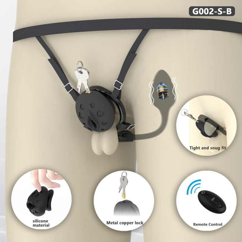 Recessed Silicone Chastity Cage for Men | Ergonomic Inward Design Wearable Device with Remote Vibration & Adjustable Fit System