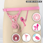 Silicone Chastity Thong Set with Vibrating Plug & Soft Spike Cage-GSD Series