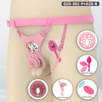 Silicone Chastity Thong Set with Vibrating Plug & Soft Spike Cage-GSD Series
