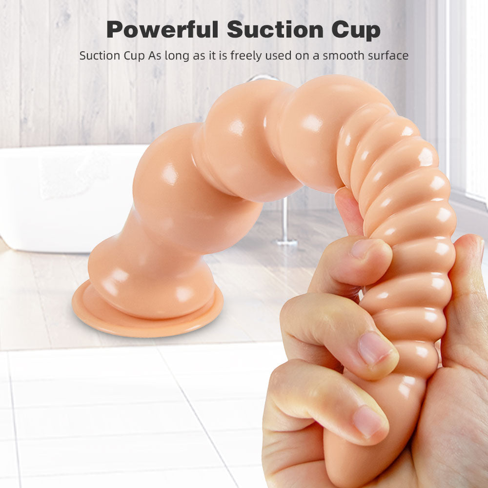 12 inch Long Dildo Butt Plug - Soft Graduated Sprial Fist Women Masturbator Powerful Sucker