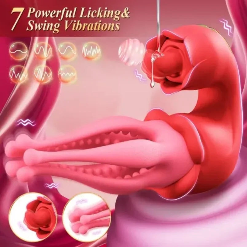Fantasy Tentacle Women Masturbating Tongue Clit Vibrator - Rose Red Gift Female Sex Toys