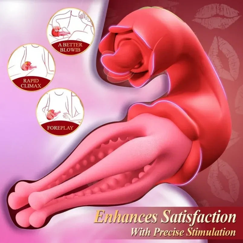 Fantasy Tentacle Women Masturbating Tongue Clit Vibrator - Rose Red Gift Female Sex Toys