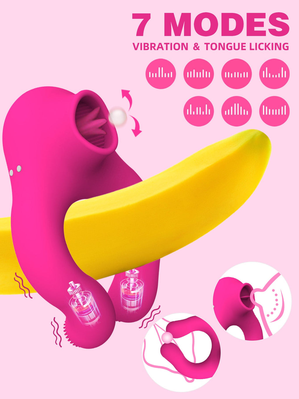 Tongue Licking Oral Sex Vibrator - Penis Cock Ring Clit Sucking Couple Sex Toys Stimulator