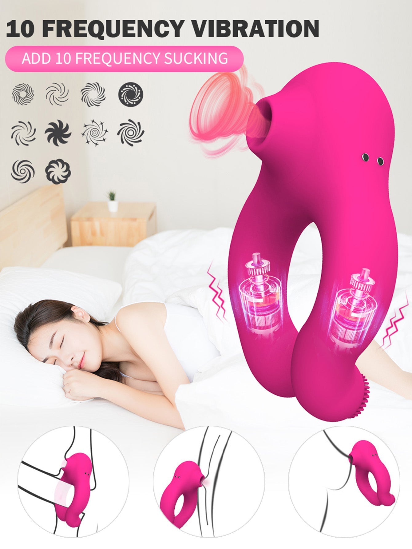 Female Oral Sex Sucking Vibrator - Male Penis Cock Ring Clit Clamp Couple Sex Toys