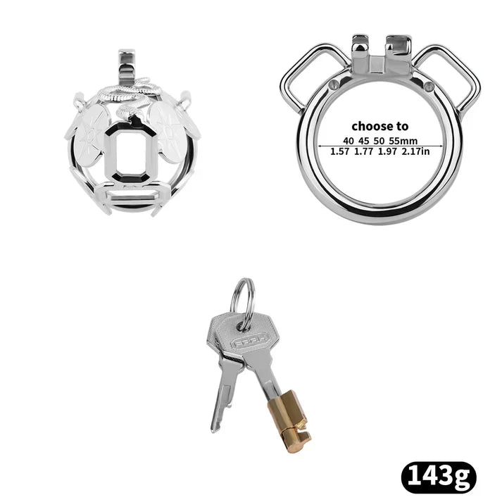 Solar Serpent Stainless Steel Chastity Cage – Coiled Snake Design