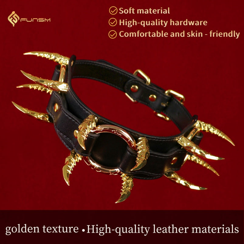 Fantasy Strapon Black Leather Collar – Female BDSM Training Restraint Set