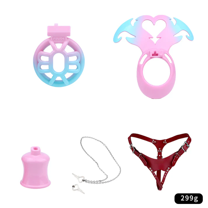 Succubus Heart Chastity Cage – ABS Male Chastity Device with Plate | Short & Long Cage | 3 Ring Sizes | Optional Three-Way Belt