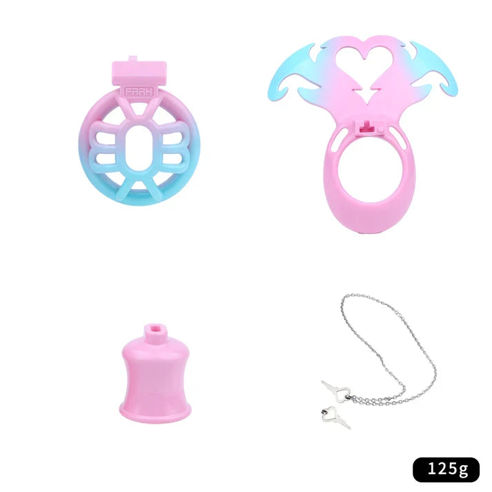 Succubus Heart Chastity Cage – ABS Male Chastity Device with Plate | Short & Long Cage | 3 Ring Sizes | Optional Three-Way Belt