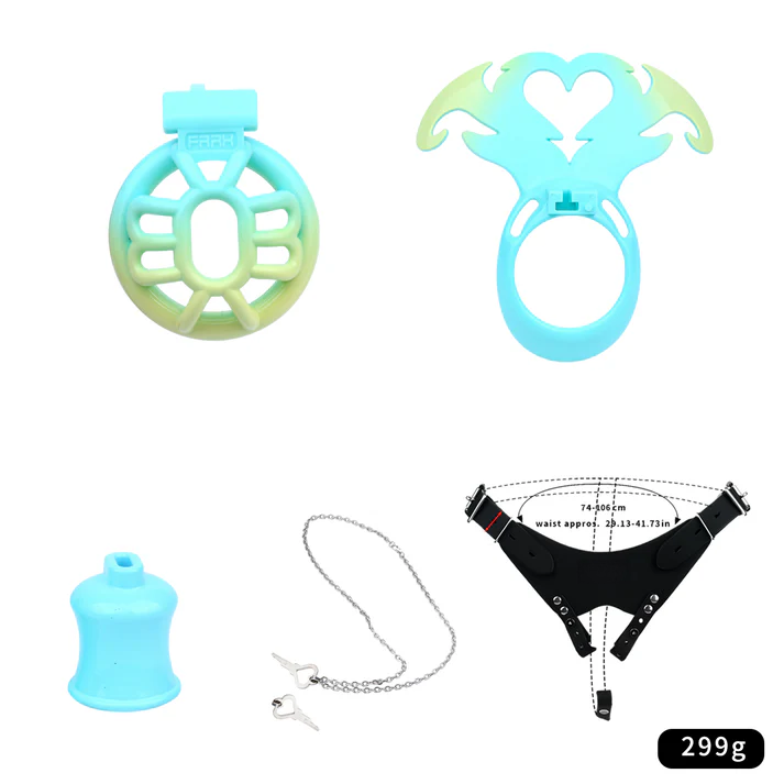 Succubus Heart Chastity Cage – ABS Male Chastity Device with Plate | Short & Long Cage | 3 Ring Sizes | Optional Three-Way Belt