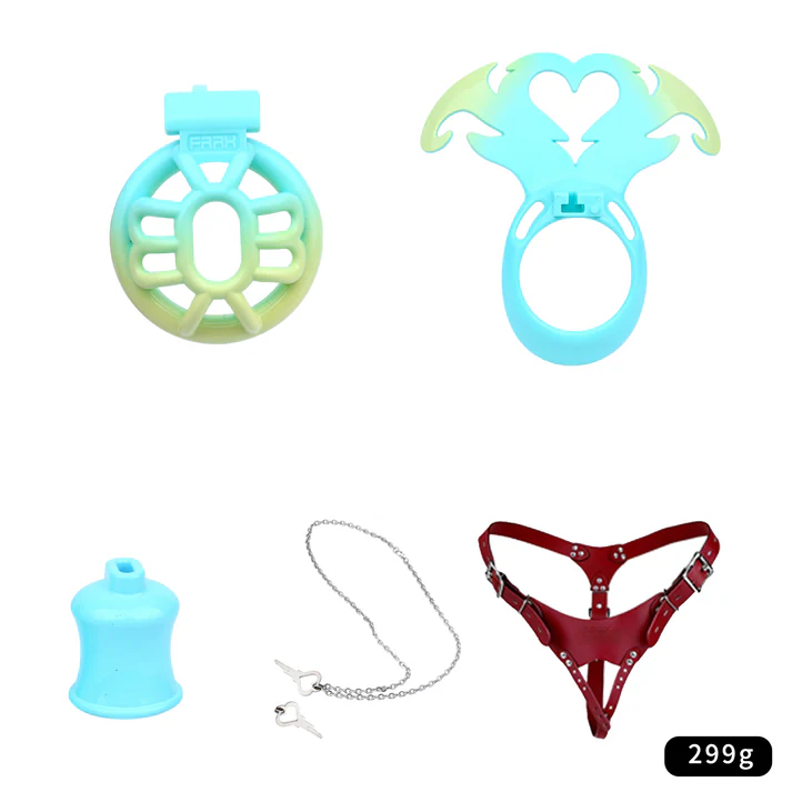 Succubus Heart Chastity Cage – ABS Male Chastity Device with Plate | Short & Long Cage | 3 Ring Sizes | Optional Three-Way Belt