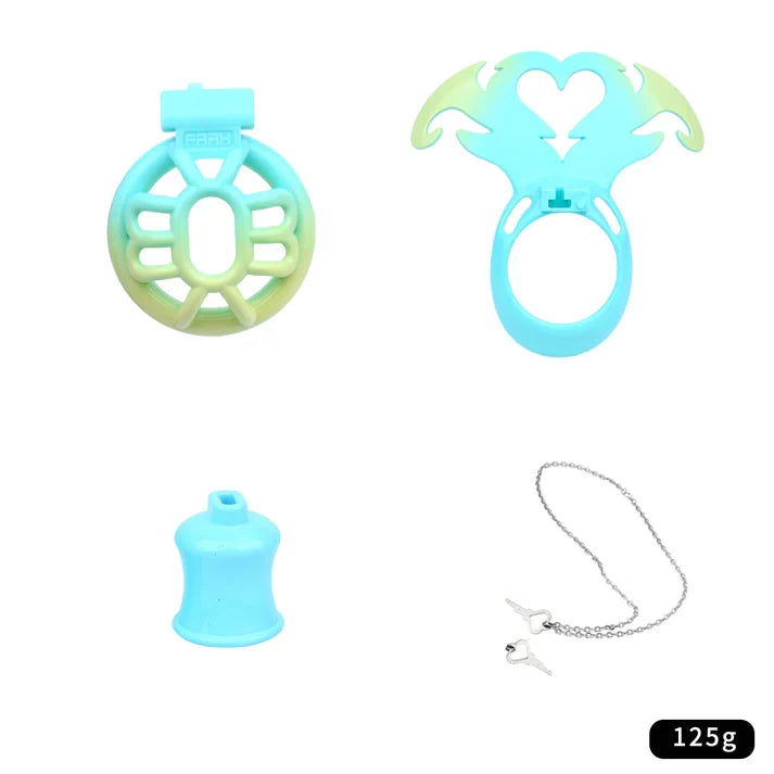 Succubus Heart Chastity Cage – ABS Male Chastity Device with Plate | Short & Long Cage | 3 Ring Sizes | Optional Three-Way Belt