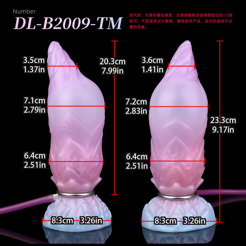 Domlust Pink Inflatable Dragon Dildo – Platinum Silicone Dual-Mode Fantasy Inflatable Knotted Fetish Sex Toy