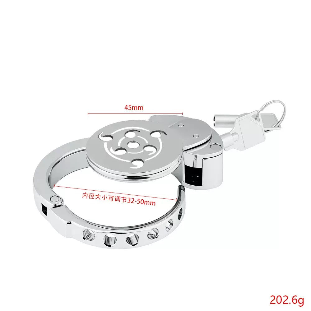 Inverted Flat Chastity Cage Collection with Adjustable Rings – Heart, Sunburst & Shell Ventilation Patterns