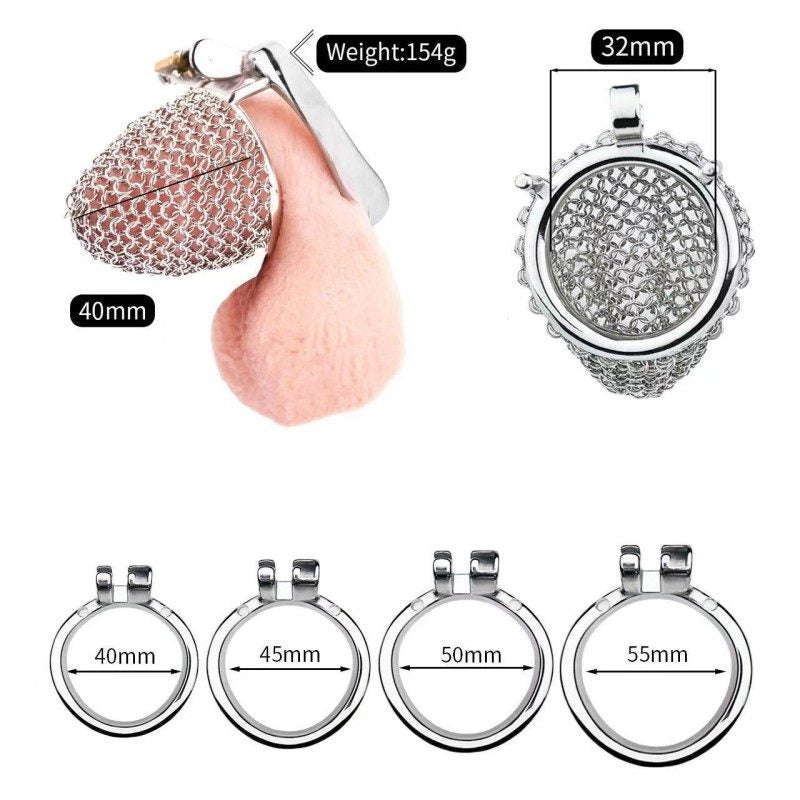Flexible Stainless Steel Mesh Chastity Cage -5 Sizes | Comfortable & Secure