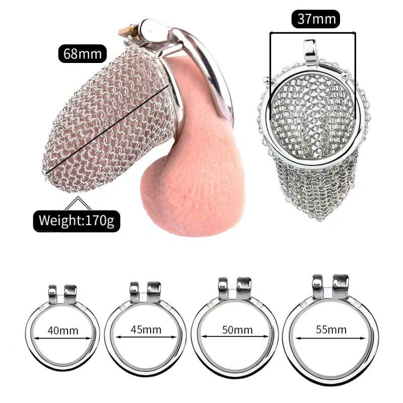 Flexible Stainless Steel Mesh Chastity Cage -5 Sizes | Comfortable & Secure