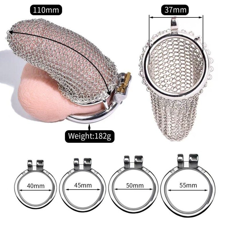 Flexible Stainless Steel Mesh Chastity Cage for Men – 5 Precision Sizes LKM-024