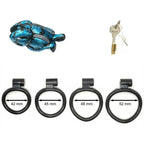 Hand-Painted Cobra Resin Male Chastity Cage – Marble Finish, Multi Sizes (S+ S N+ R+ R), 42–52mm Rings, Lightweight & Breathable