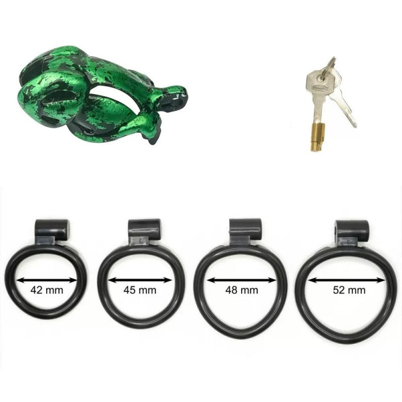Hand-Painted Cobra Resin Male Chastity Cage – Marble Finish, Multi Sizes (S+ S N+ R+ R), 42–52mm Rings, Lightweight & Breathable