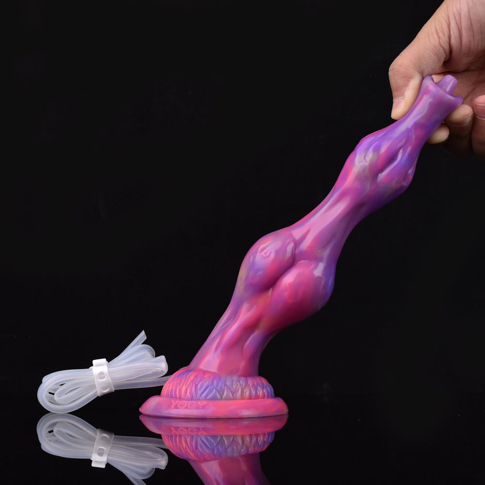 Domlust NightKnot – Glow-in-the-Dark Knotted Dog Dildo | Squirting Platinum Silicone Fantasy Toy