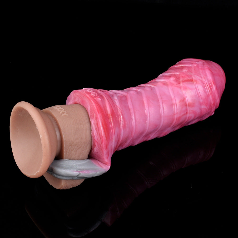 Fire Horse Penis Sleeve Sheath Enlarger - Silicone Monsterdildo Cock Extender Male Condom