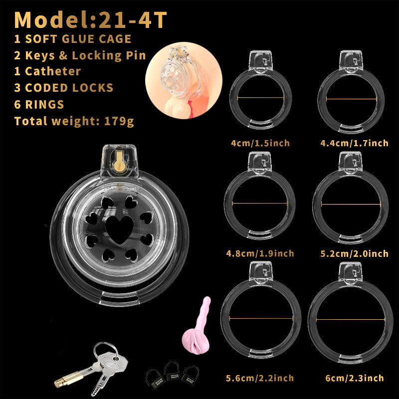 Short Soft Chastity Cage – Heart Vent Design, Silicone TPE, Multi-Shaped
