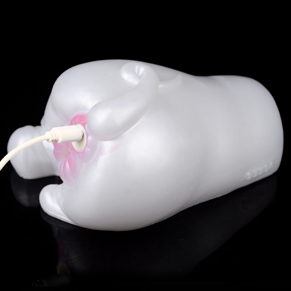 White Pig Pocket Pussy Masturbation Cup - Vibrating Bullet Animal Pussies Sex Toy for Men