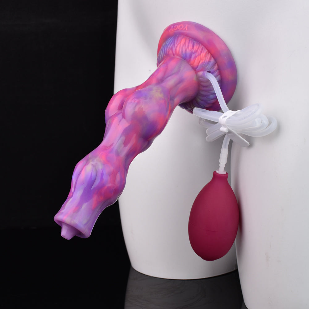 Domlust NightKnot – Glow-in-the-Dark Knotted Dog Dildo | Squirting Platinum Silicone Fantasy Toy