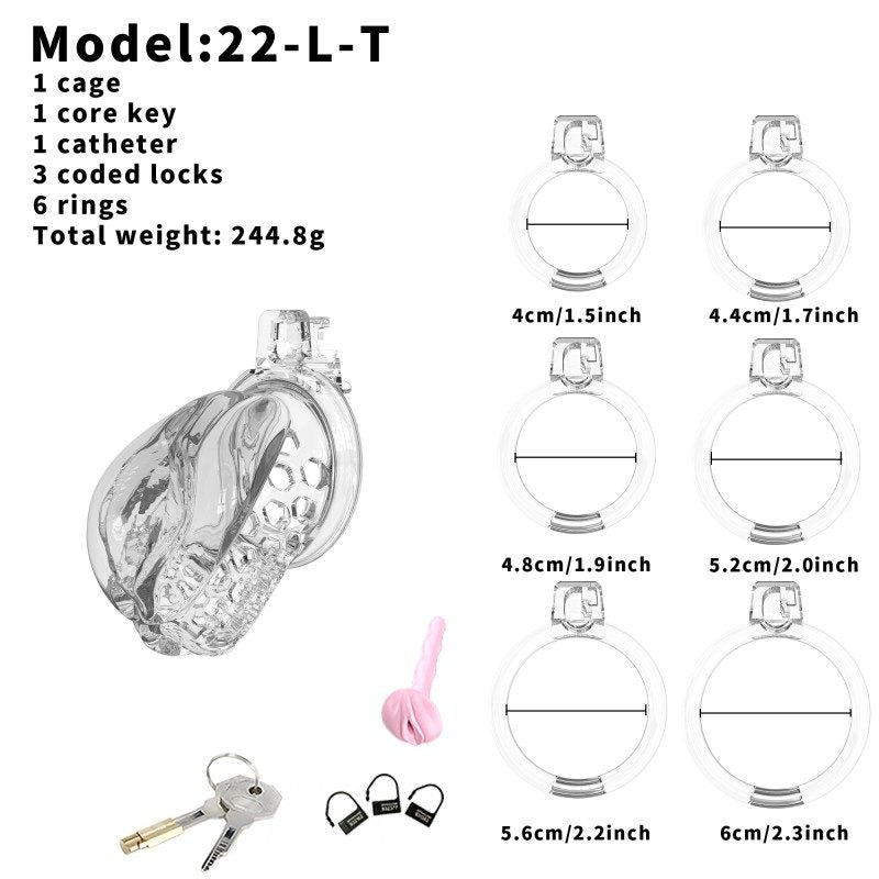 Soft Silicone Chastity Cage – Clitoral-Inspired Design | Semi-Transparent & Flexible Rings