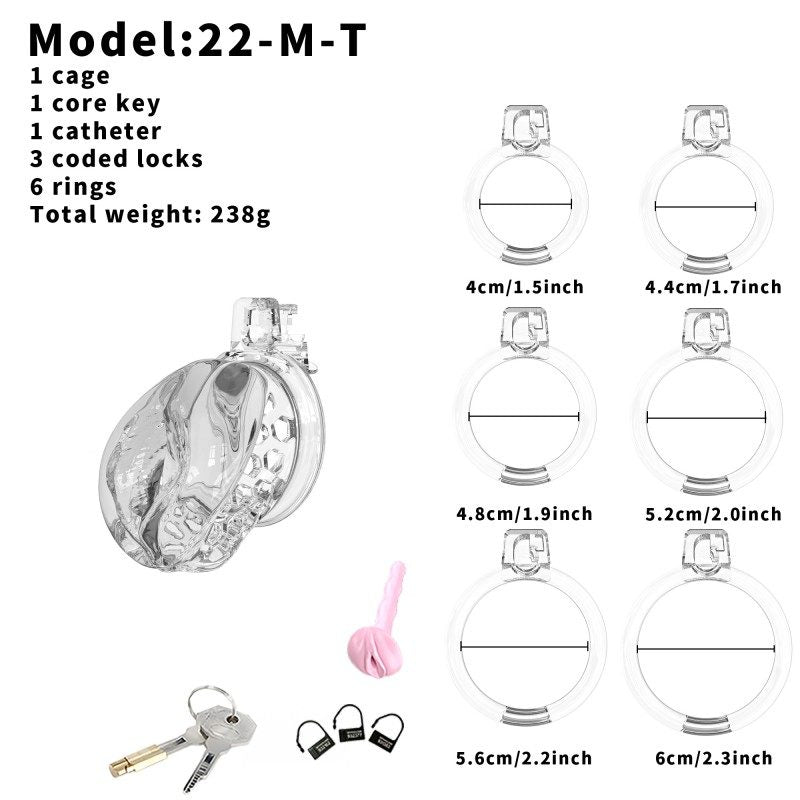 Soft Silicone Chastity Cage – Clitoral-Inspired Design | Semi-Transparent & Flexible Rings