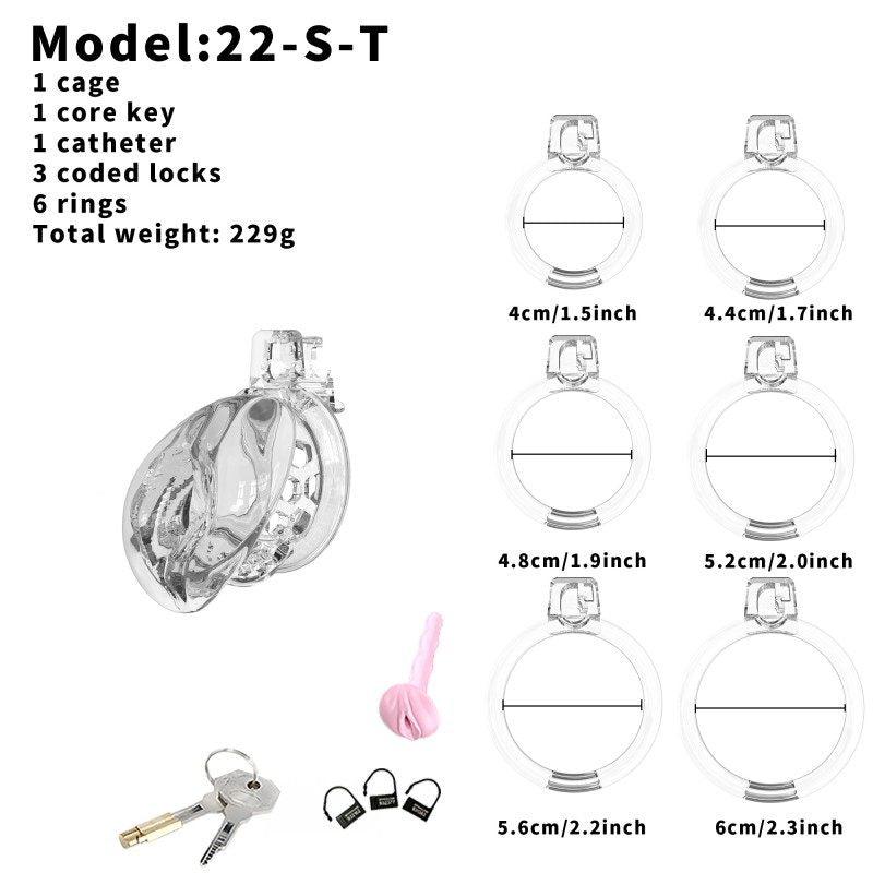 Soft Silicone Chastity Cage – Clitoral-Inspired Design | Semi-Transparent & Flexible Rings