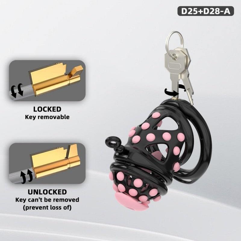 Silicone Soft Nail Chastity Cage | Male Chastity Device with Airport-Security Plastic Lock – 3 Wearing Methods, Pink/Black/Purple, S/M Sizes