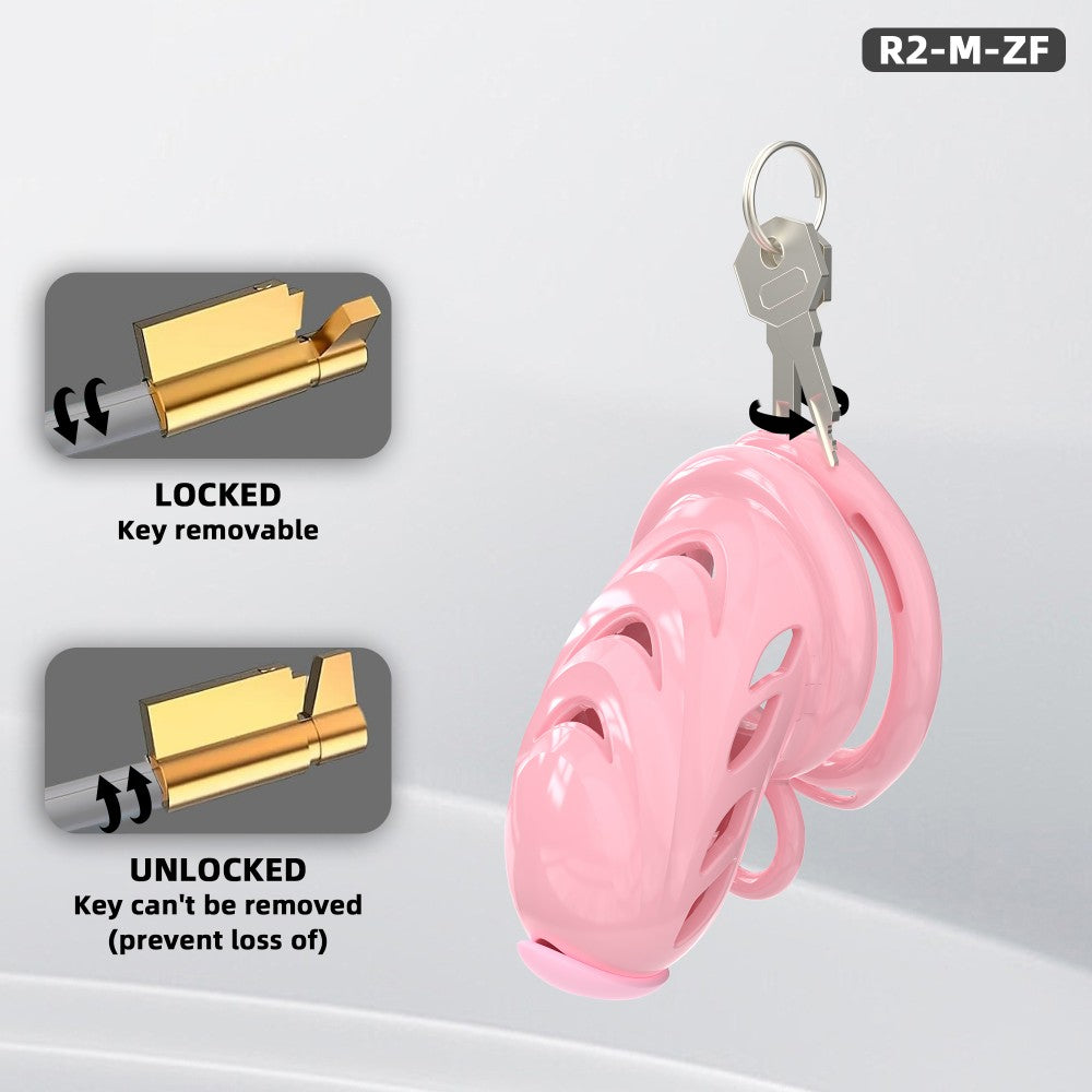 Male Chastity Cage with Soft Internal Stimulators – Breathable Waterproof Adjustable Device with 6 Ring Sizes & Discreet Lock (S/M)