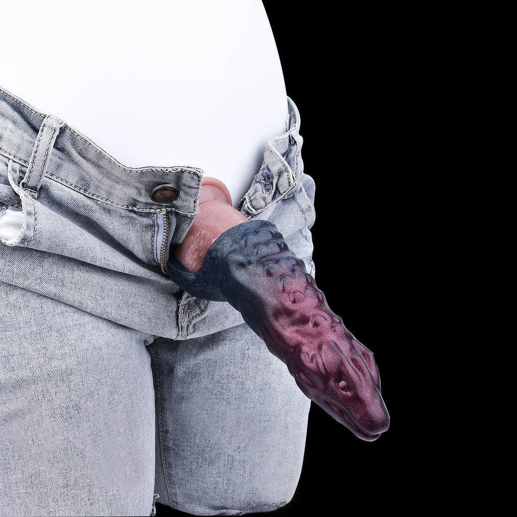 Fantasy Dragondildo Cock Sleeve - Penis Sheath Extender Silicone Ribbed Condoms