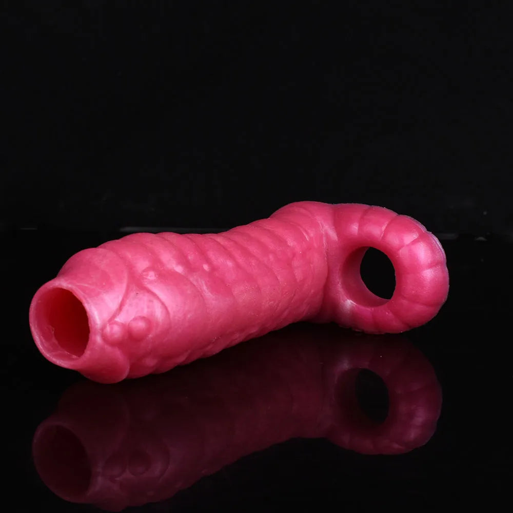 Monsterdildo Penis Sleeve - Silicone Enlarger Cock Ring Delay Ejaculation Male Sex Toys