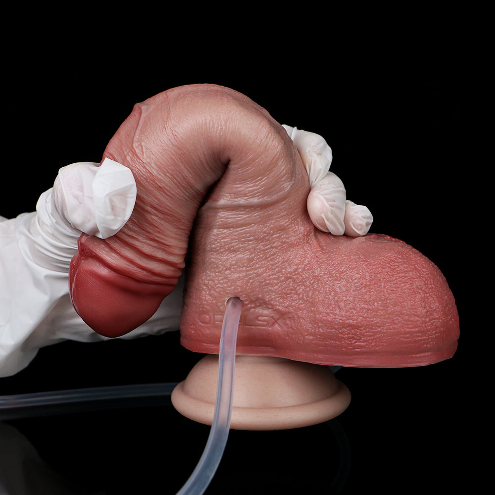 Thick Realistic Dildo Inflatable Ejaculating Butt Plug - Small Glans Lifelike Silicone Anal Sex Toys