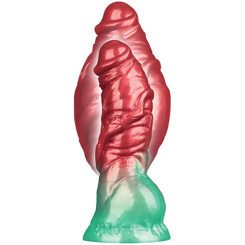 7.5" Realistic Inflatable Dildo - Red & Green Dual-Tone Expandable Liquid Silicone