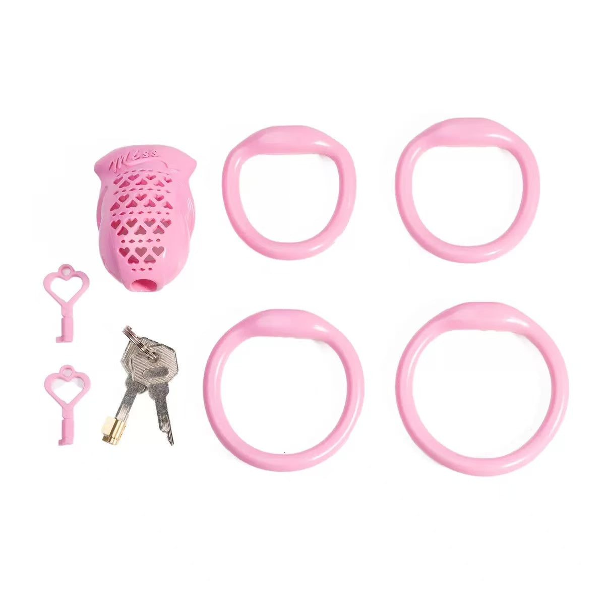 MISS Series Heart-Shaped Resin Chastity Cage – Lightweight, Breathable & Secure (Includes 4 Ring Sizes)