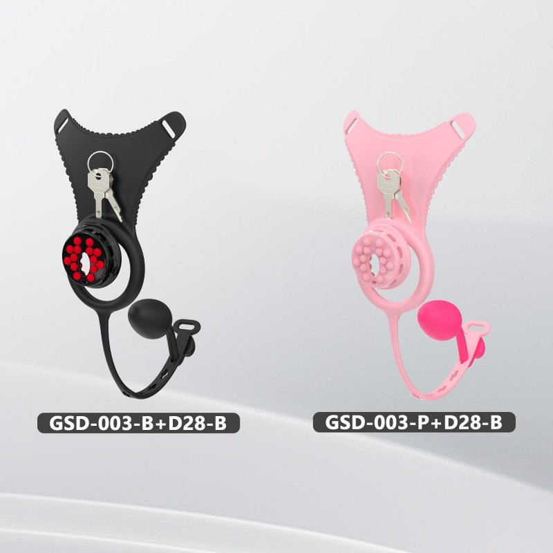 Flat Head Silicone Chastity Harness with Vibrating Plug & Remote Control-GSD Series