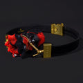 Black-Red Silicone Strapon Fantasy Ball Gag - Bondage Female Kinky Sex Toys for Women