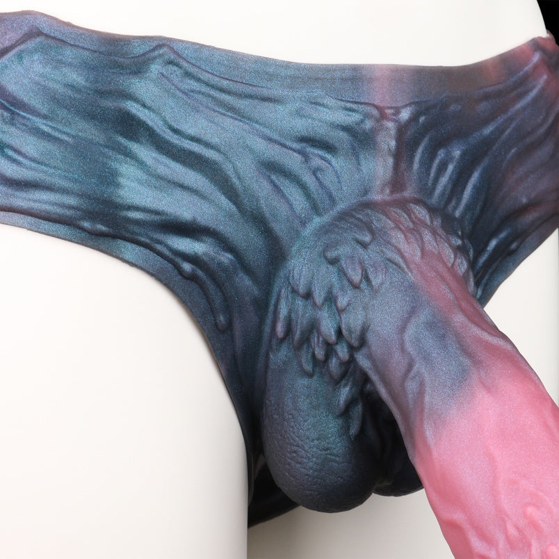 Fantasy Dragondildo Sheath Underwear - Silicone Drake Dick Penissleeve Extender Pants for Men