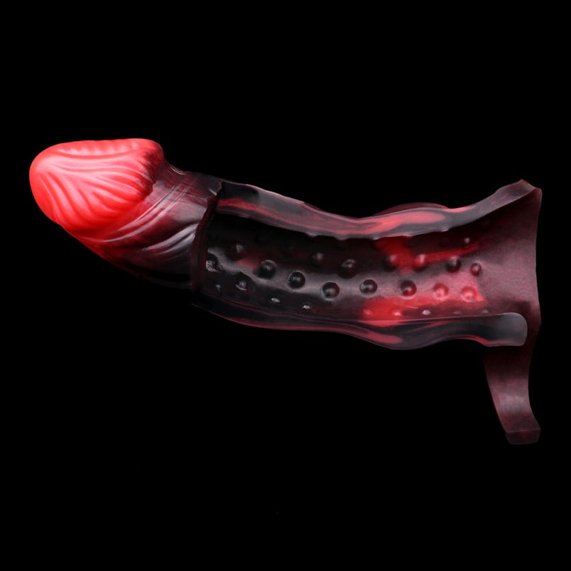 Blood-Red Fantasy Vibrating Cock Sleeve – Deep Penetration Pleasure Extender