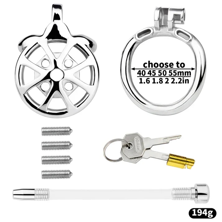 Stainless Steel Cock Torture Device with Removable Spikes | Adjustable Spiked Chastity Cage