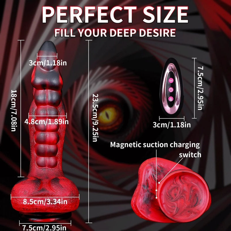 Bad Dragon Fantasy Telescopic Vibrating Dildo – Blood Demon Silicone G-Spot Vibrator for Vaginal Stimulation