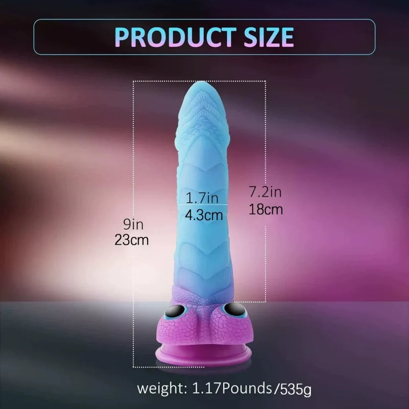 Glow Silicone Fantasy Drakes Dick Buttplug – Vaginal & Anal Expansion Suction Sex Toys for Women