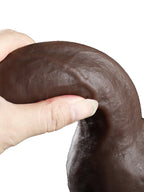 Ebony Dildo Anal Butt Plug - 10-inch Big Testicle Silicone Suction Cup Sex Toy for Women