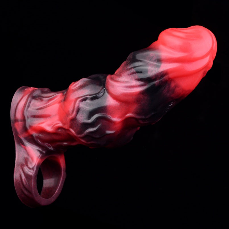 Blood-Red Fantasy Vibrating Cock Sleeve – Deep Penetration Pleasure Extender