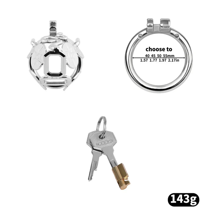 Solar Serpent Stainless Steel Chastity Cage – Coiled Snake Design