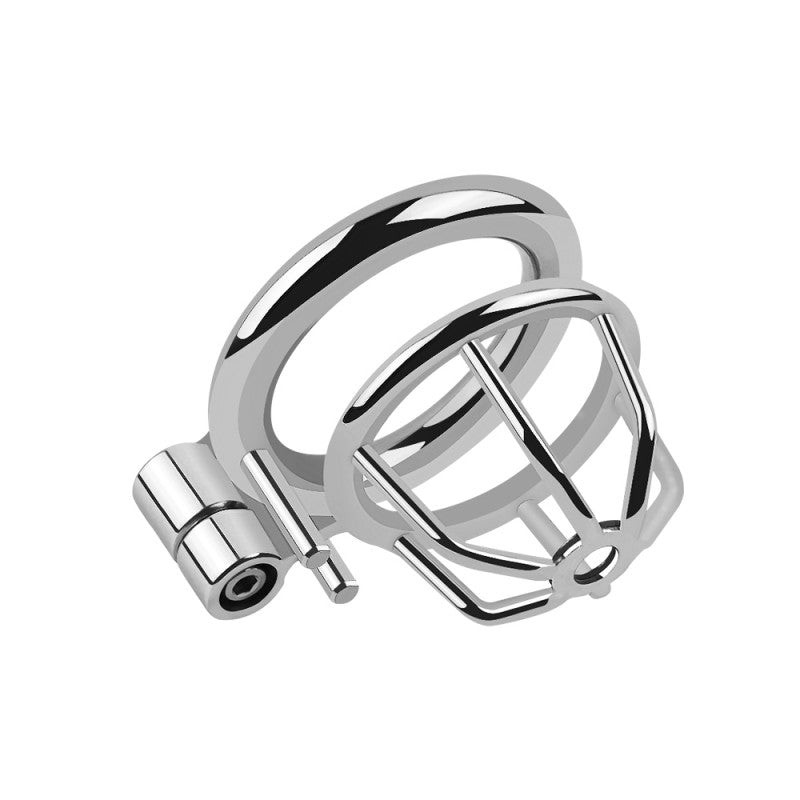 Silent Lock Stainless Steel Chastity Cage with 1-Way Belt and 3 Size Rings- Adult Sex Toy for Bondage
