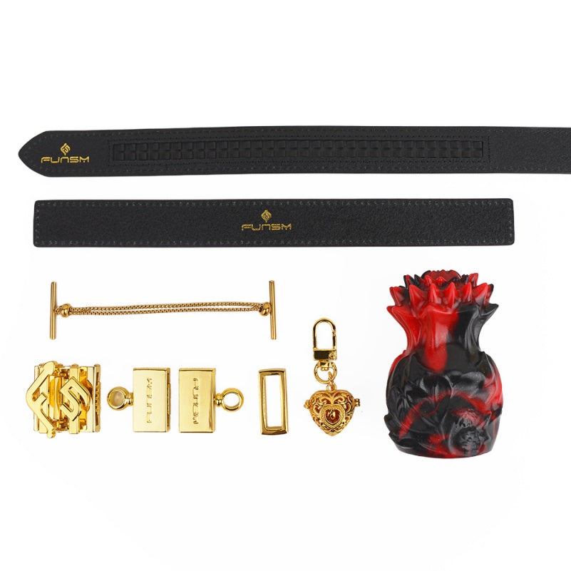 Pineapple Bloom Gag Ball Bondage Kit – Red Black Silicone Plug for Kinky Sex Toys Oral Play