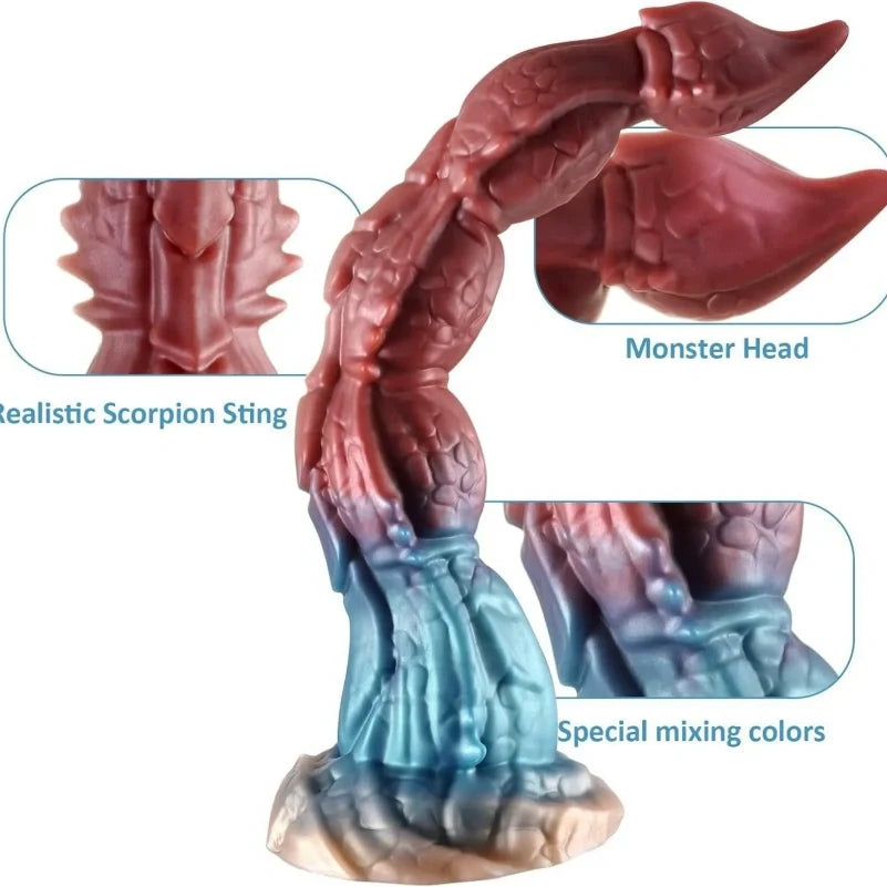 Scorpion Tail Tentacle Dildo – 16.1" Hook Curve | Platinum Silicone | Anal & G-Spot Expansion